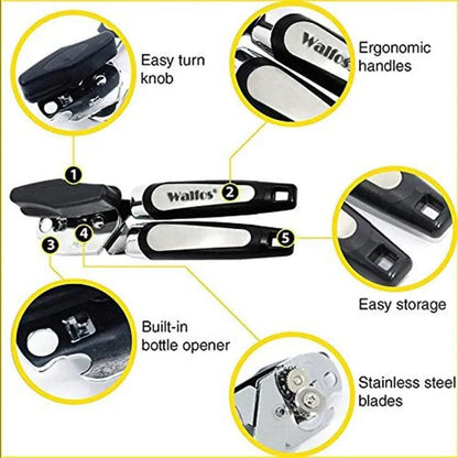WALFOS Stainless Steel Manual Cans Opener Professional Ergonomic Opener For Cans Side Cut Can Opener Manual - Lily Depot