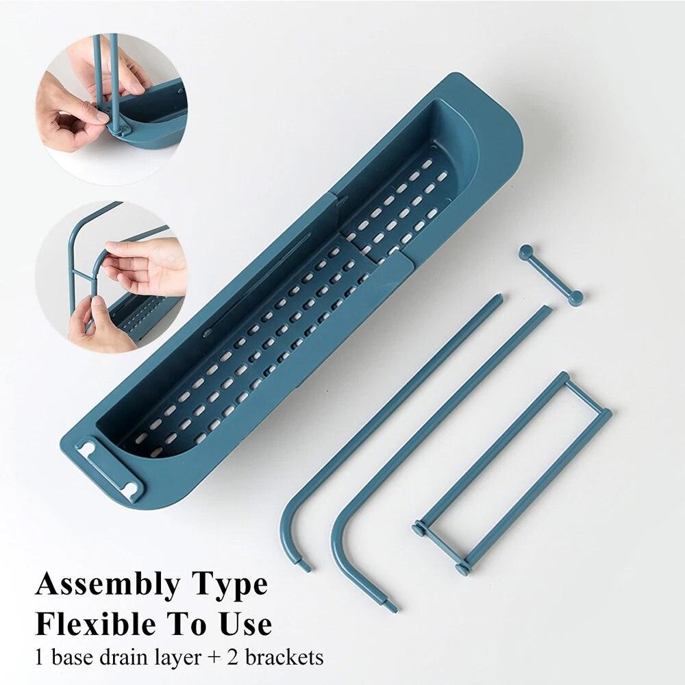 Walfos Telescopic Sink Kitchen Drainer Rack Storage Basket Bag Faucet Holder Adjustable Bathroom Holder Sink Kitchen Accessorie - Lily Depot