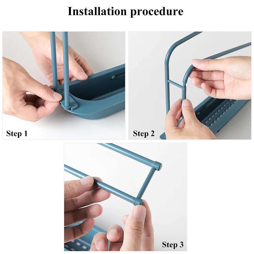 Walfos Telescopic Sink Kitchen Drainer Rack Storage Basket Bag Faucet Holder Adjustable Bathroom Holder Sink Kitchen Accessorie - Lily Depot