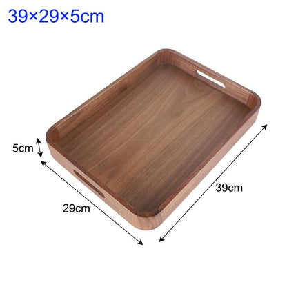 Walnut Wood Serving Tray with Handle Serve Coffee Tea Cocktails Appetizers Rectangle Breakfast Bed Wooden Tray Home Decorative - Lily Depot
