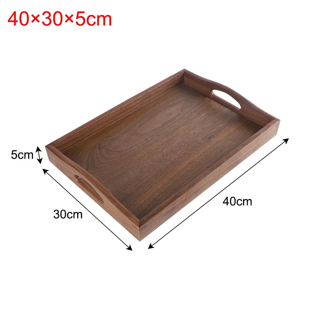 Walnut Wood Serving Tray with Handle Serve Coffee Tea Cocktails Appetizers Rectangle Breakfast Bed Wooden Tray Home Decorative - Lily Depot