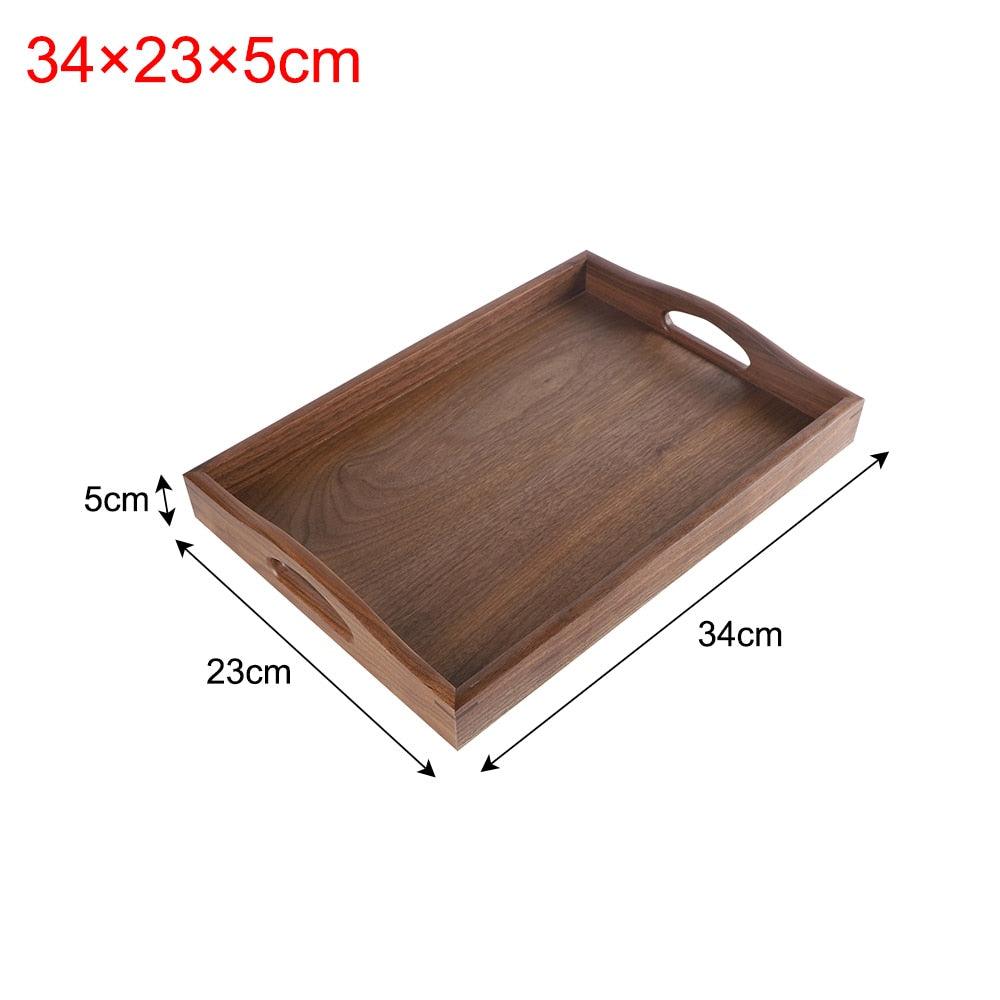 Walnut Wood Serving Tray with Handle Serve Coffee Tea Cocktails Appetizers Rectangle Breakfast Bed Wooden Tray Home Decorative - Lily Depot