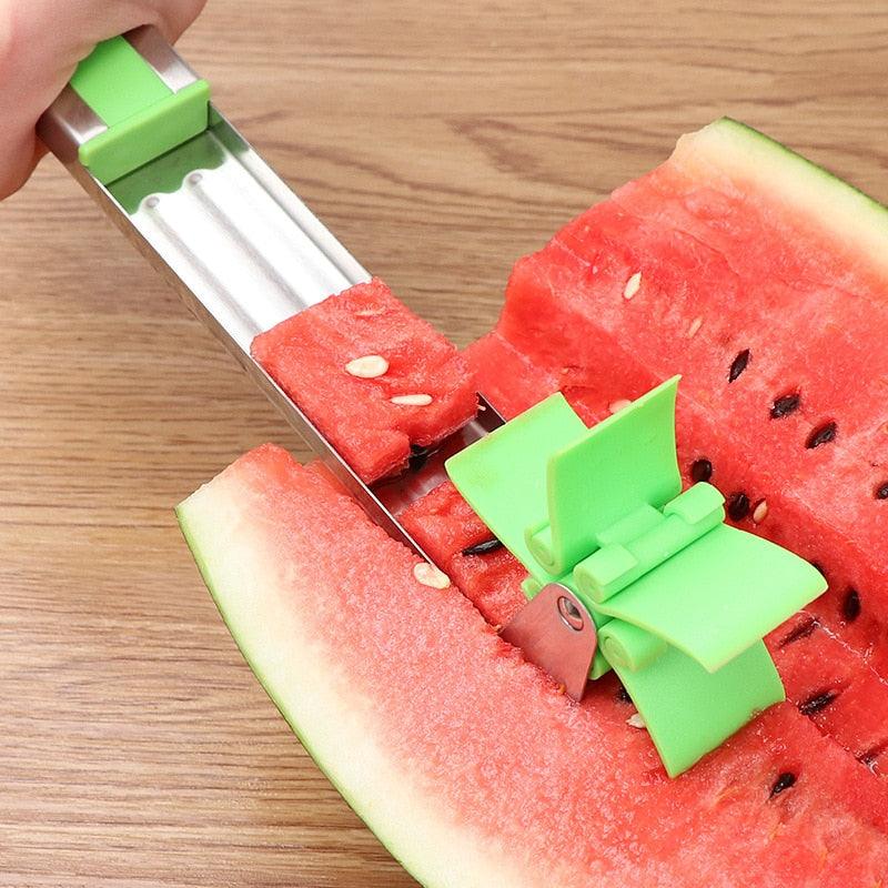 Watermelon Cutter Stainless Steel Windmill Design Cut Watermelon Kitchen Gadgets Salad Fruit Slicer Cutter Tool Divider Peeler - Lily Depot