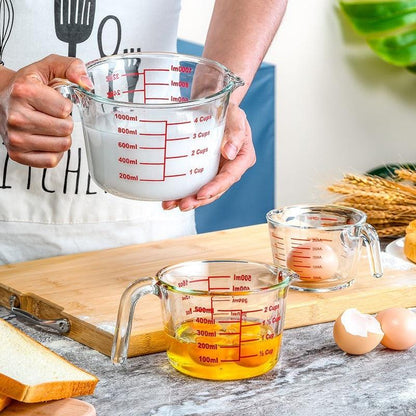 Bake measuring cup Thickened Tempered Glass Heat Resisting Creative Handle Egg Cake Cup Microwave Tool Kitchen Dining Accessorie - Lily Depot