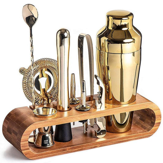 Cocktail Bar set Mixology Bartender Kit: 10-Piece Bar Tool Set with Stylish Bamboo Stand - Lily Depot