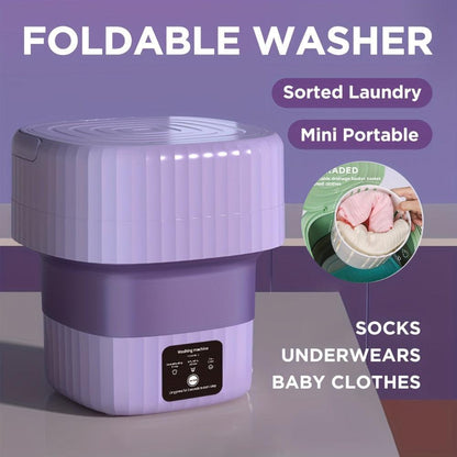 Foldable Mini Laundry Machine Portable 9L Clothes Washing Bucke Household 3 Modes Effective Sterilizing Washer With Drain Basket - Lily Depot