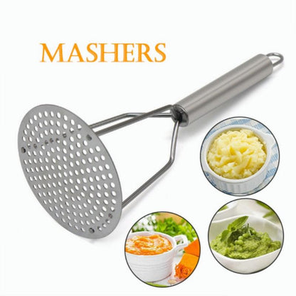 Stainless Steel Potato Masher Crush Vegetable Fruit Press Maker Vegetable Masher Kitchen Tool Gadget Kitchen Accessories - Lily Depot