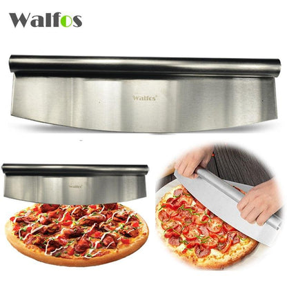 WALFOS 12 Inch Pizza Cutter Stainless Steel Rocking Pizza Chopper High Quality Kitchen Knife Design Custom Cutter Tool - Lily Depot