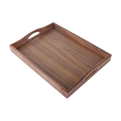 Walnut Wood Serving Tray with Handle Serve Coffee Tea Cocktails Appetizers Rectangle Breakfast Bed Wooden Tray Home Decorative - Lily Depot